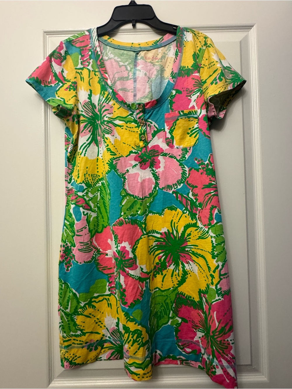 Lilly Pulitzer Pastel Floral Dress/Swim Cover Up in Pink, Aqua and Yellow